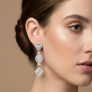 Deluxe 925 Sterling Silver Cubic Zirconia Rhodium Plated Long Dangler Earrings